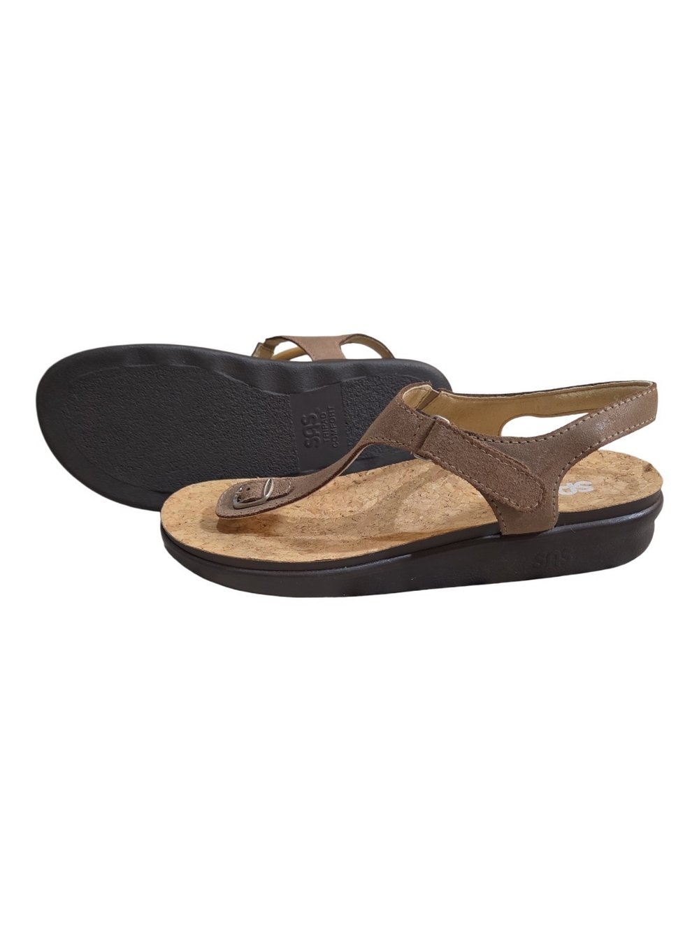 SAS Women's Marina T-Strap Brown Slingback Thong Sandals